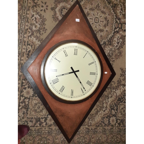 508 - Large Wall Clock with Diamond Shape Backing.