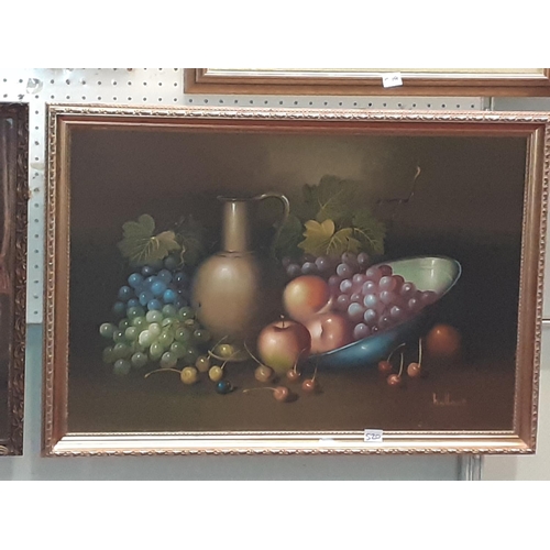 520 - Gilt Framed Still Life Fruits on Canvas Picture by Wallace.