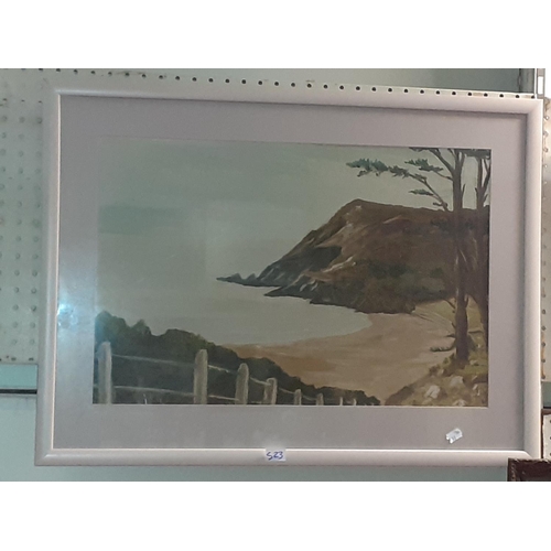 523 - Framed & Glazed Beach Bay Scene Seascape Picture.