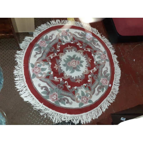 525 - Circular Red and Floral Rug.