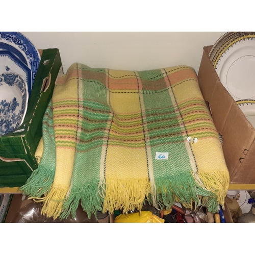 60 - Yellow and Green Checked Welsh Blanket.