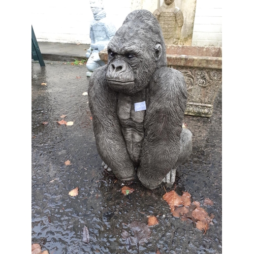 702 - Concrete Sitting Gorilla.