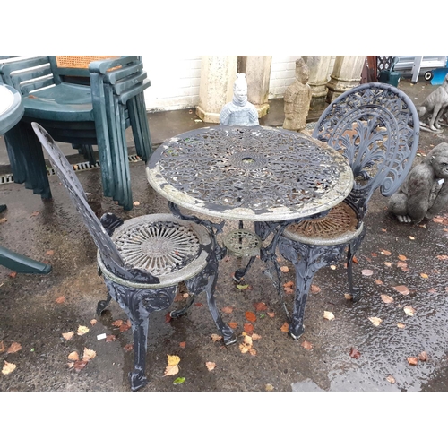 705 - Galvanised Circular Patio Garden Table & Two Chairs.