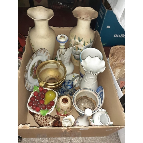 101 - Box of Mixed China to Include Vases, Jugs, Jardiniere etc.