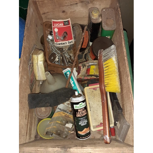 174 - Wooden Crate & Contents - Grease, Nails etc.