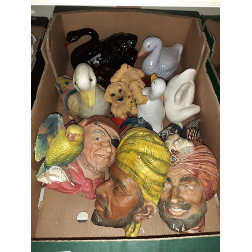 22 - Box of Chalk Wall Masks, Duck Ornaments & Other Figures.