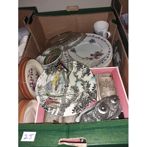 25 - Box to Include Plates & Glass Ware.