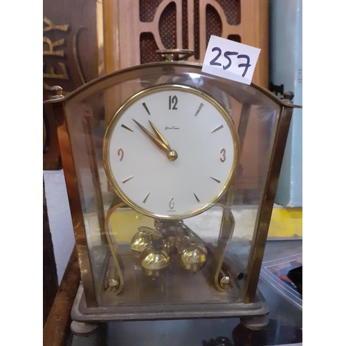 257 - Bentima Brass & Glass Mantle Clock.