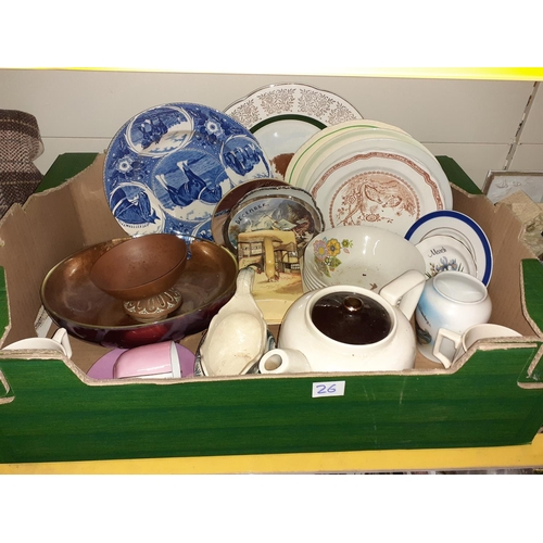 26 - Box of China, Plates, Teapots etc.