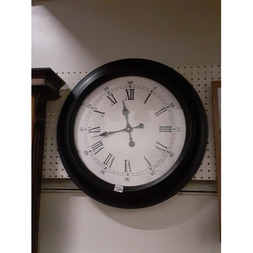 Large Circular Black Framed Wall Clock.
