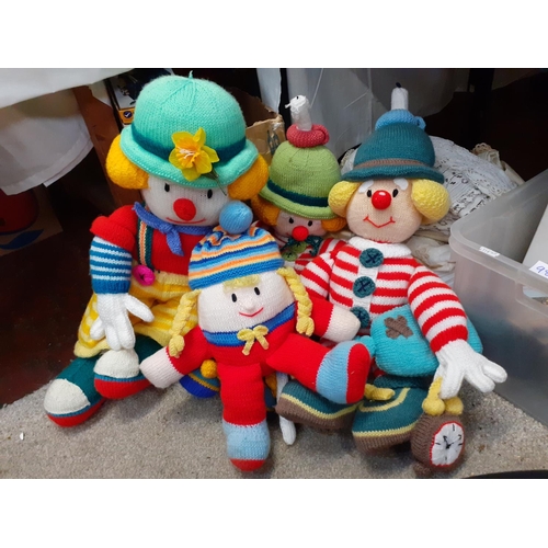 95 - Box of Hand Knitted Funny Clowns.