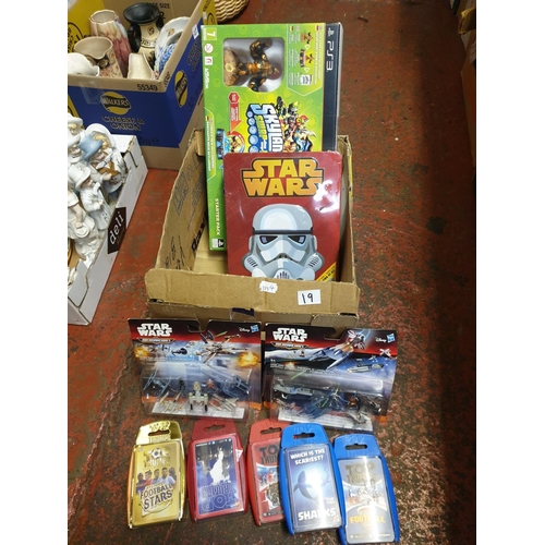 19 - Box of Toys and Games to Include Top Trumps, PS3 Skylanders Swap-Force, Star Wars Memorabilia etc.