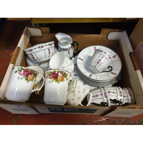 2 - Box to Include Royal Albert 'Old Country Roses' Mugs, Part Tea Sets etc.