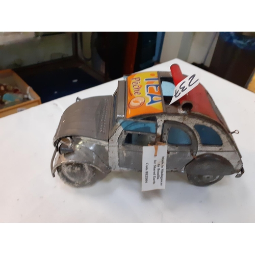 237 - Hand Made Tin Model Citroen CV Car and Wooden 