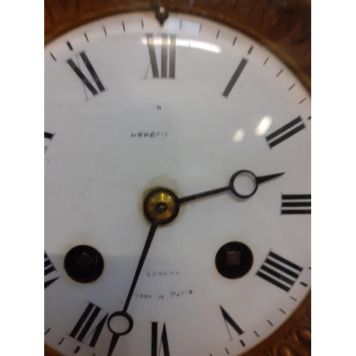 260 - Black Slate Inlaid Mantle Clock with Key.