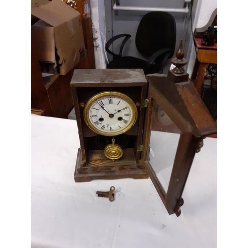 277 - Mahogany Cased Mantle Clock with Column Detail.