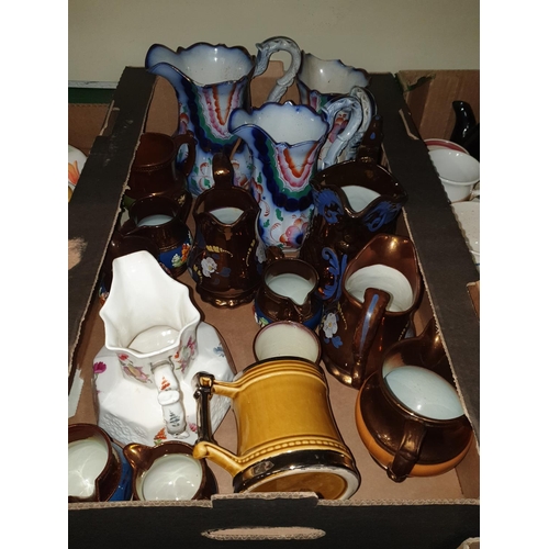 32 - Box of Lustre, Dresser and other Jugs.