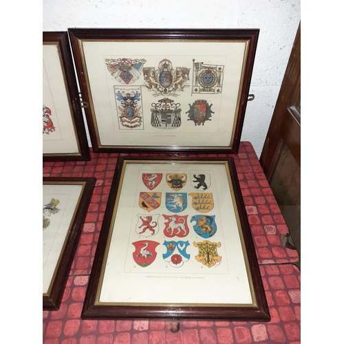 495 - Set of Six Framed & Glazed Heraldic & Coat of Arm Prints.