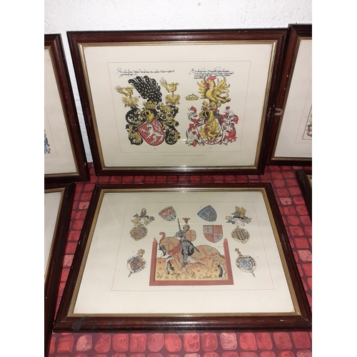 495 - Set of Six Framed & Glazed Heraldic & Coat of Arm Prints.