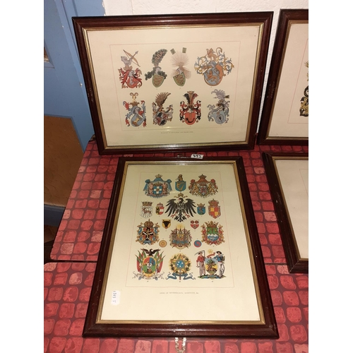 495 - Set of Six Framed & Glazed Heraldic & Coat of Arm Prints.