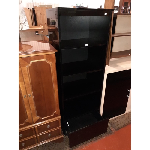 535 - Black Gloss Effect Four Shelf Unit with Single Drawer.