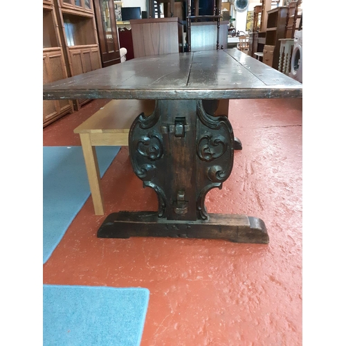 549 - Solid Vintage Oak Refectory Table.