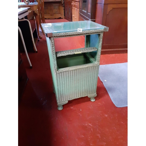 561 - Lloyd Loom Style Clothes Basket with Glass Shelf Top.