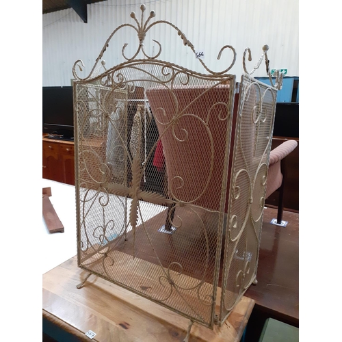 566 - Large Cream Metal Folding Fire Screen.