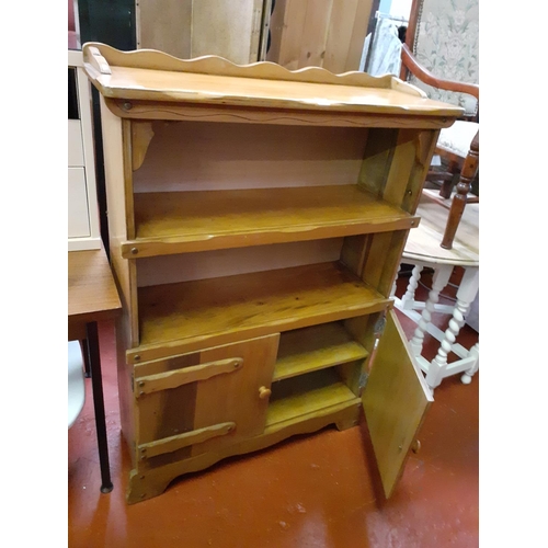 574 - Pine Two Shelf Bookcase with Cupboard Beneath.