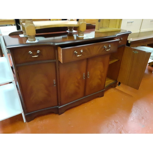 580 - Mahogany 4 Door 3 Drawer Sideboard Staggered Shape Front.