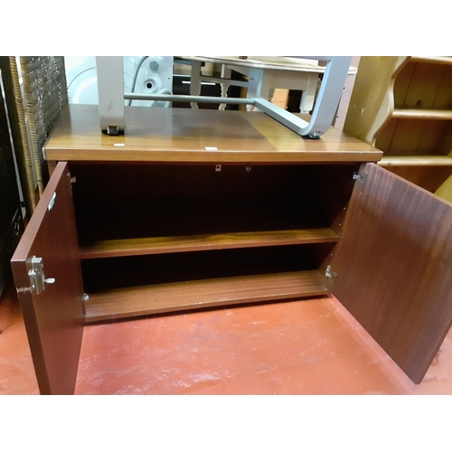 591 - Mahogany Effect Under Desk, Lockable Storage Cupboard.