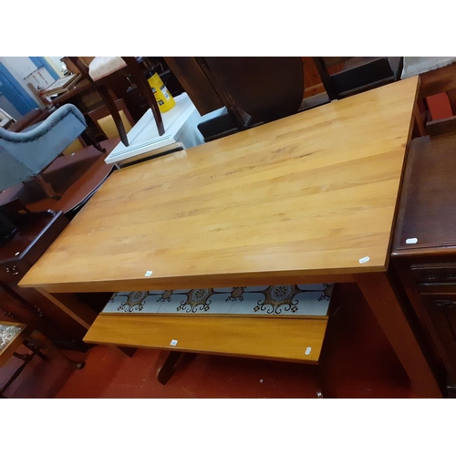 678 - Large Solid Pine Rectangular Kitchen Table.