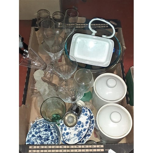 126 - Box of Glassware, Storage Jars etc.