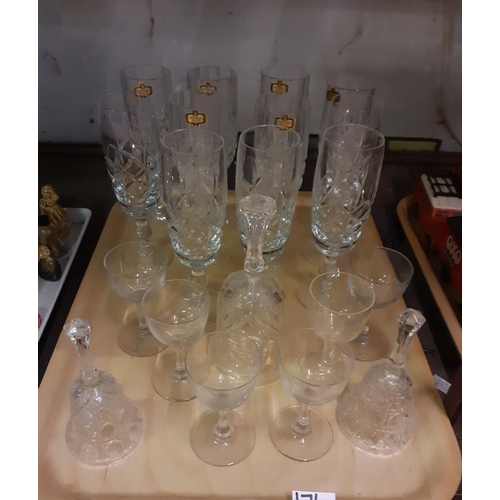 176 - Selection of Crystal Wine Glasses & Cut Glass Bells etc.