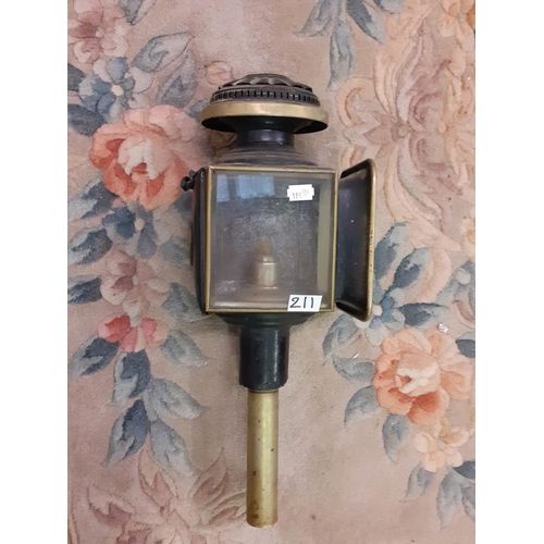 211 - Vintage Brass Carriage Lamp.