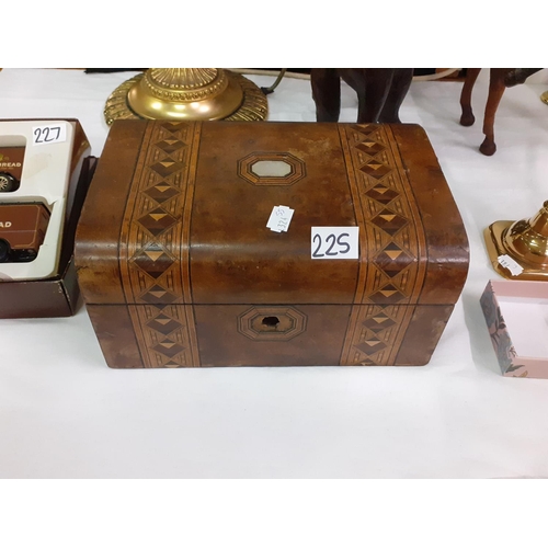 225 - Inlaid Mahogany Sewing Box & Contents.