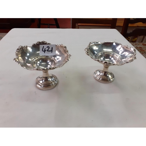 421 - Pair of Weighted Hallmarked Silver Bonbon Dishes - Birmingham 1913.