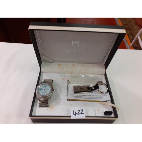 422 - Fondini Quarts Gents Watch, Qbos Keyring & Box.