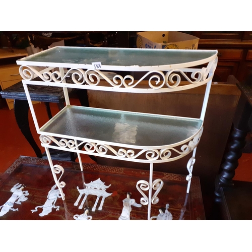 588 - 2 Tier Metal and Glass Plant Stand.