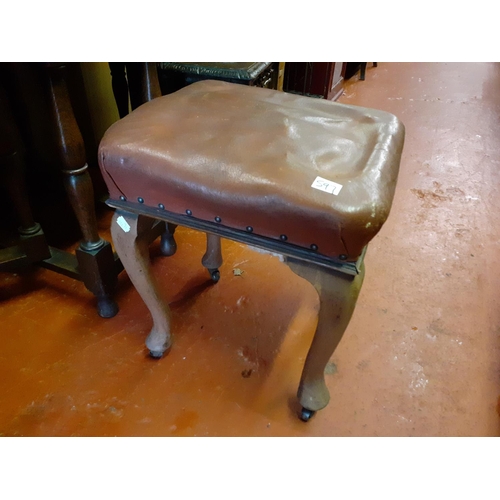 597 - Vintage Leather Topped Dressing Table Stool.