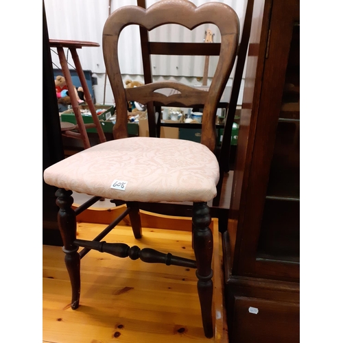 608 - Vintage Occasional Bedroom Chair with Pink Upholstered Seat.