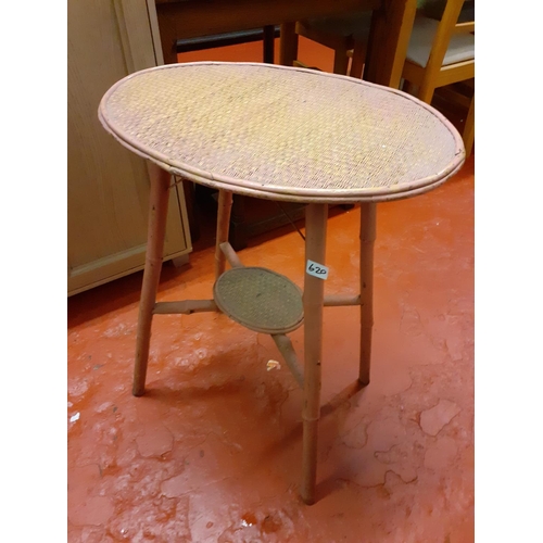 620 - Two Tier Bamboo Side Table Painted Pink.