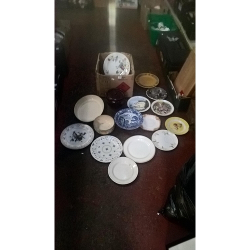 73 - Box of Plates, Bowls, Blue & White Bowl etc.