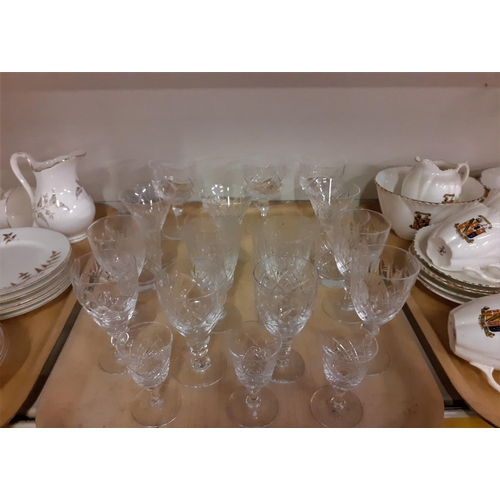 170 - Tray of Cut Glass Glasses.