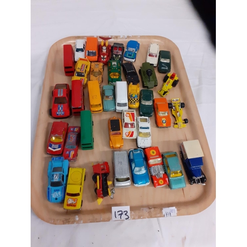 173 - Tray of Toy Cars to Include Matchboxes, Corgi etc.