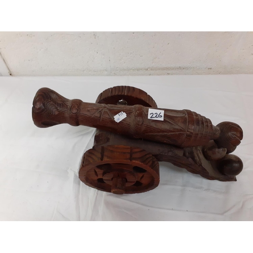 226 - Hand Carved Wooden Cannon - Approximately 16