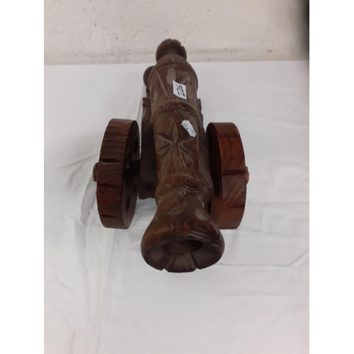 226 - Hand Carved Wooden Cannon - Approximately 16