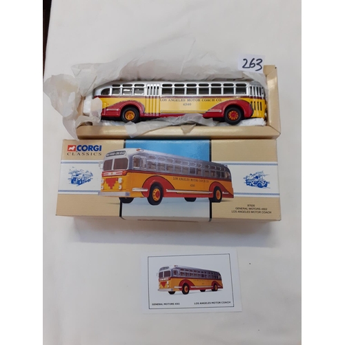 263 - Boxed Corgi Classics Limited Edition General Motors 4502 Los Angeles Motor Coach with Certificate 97... 