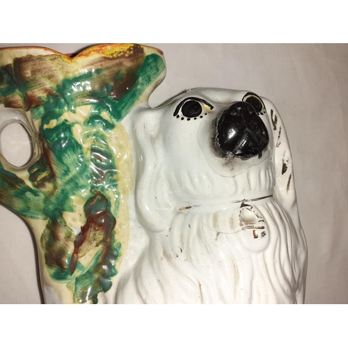 270 - Two Staffordshire Flat Back, Spaniel Spill Vases.