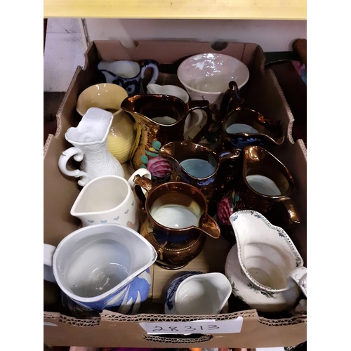 3 - Box of Jugs Including Ridgeway Ironstone, Lustre etc.